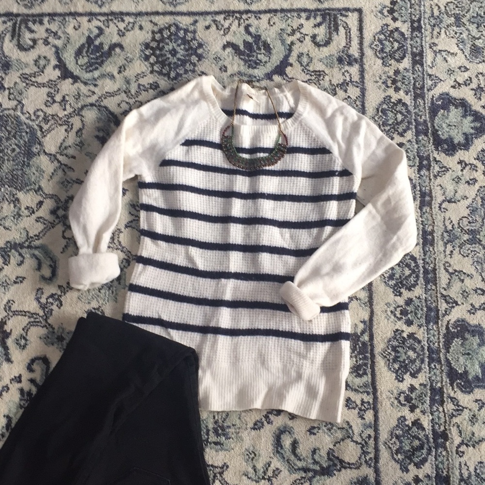 J. Crew Waffle Knit Striped Sweater